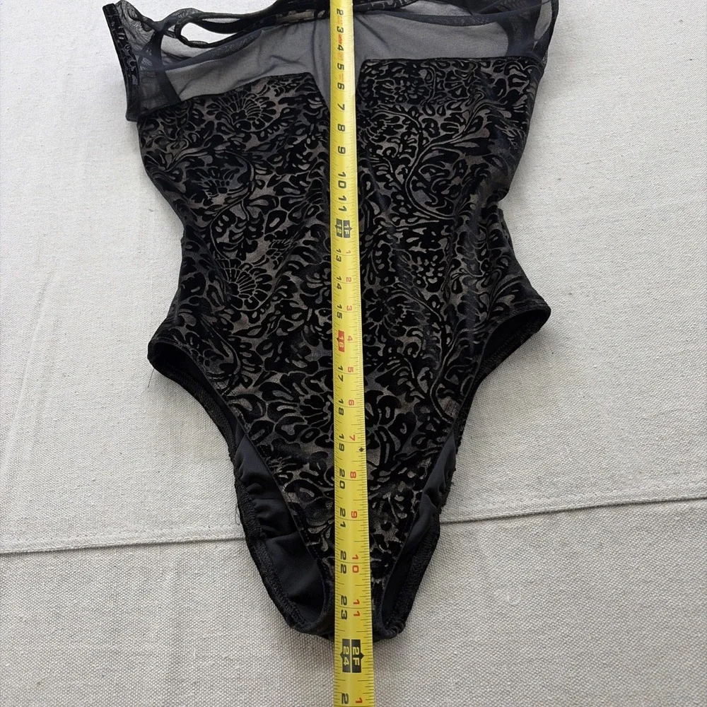 Capezio damask Dance Leotard mesh yoke Velvet/shear - Floral Velvet Leotard